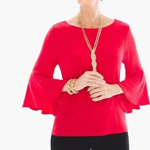 NWT Chico’s TRAVELERS Ruffle 3/4 Sleeve Blouse